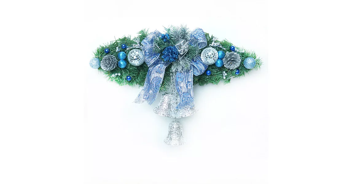 聖誕幸福雙鐘裝飾樹藤(藍銀色)(中型)(壁飾門飾)YS-XDV160003