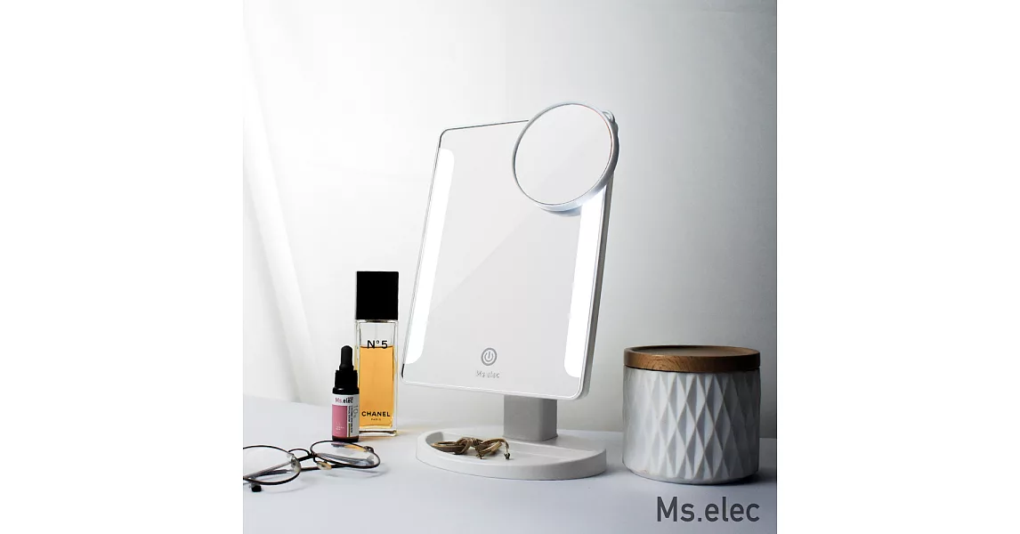 【Ms.elec米嬉樂】觸控柔光化妝鏡 LED TABLE MAKEUP MIRROR白