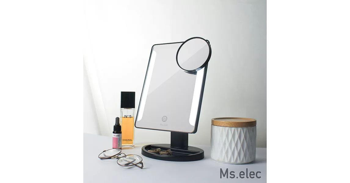 【Ms.elec米嬉樂】觸控柔光化妝鏡 LED TABLE MAKEUP MIRROR黑