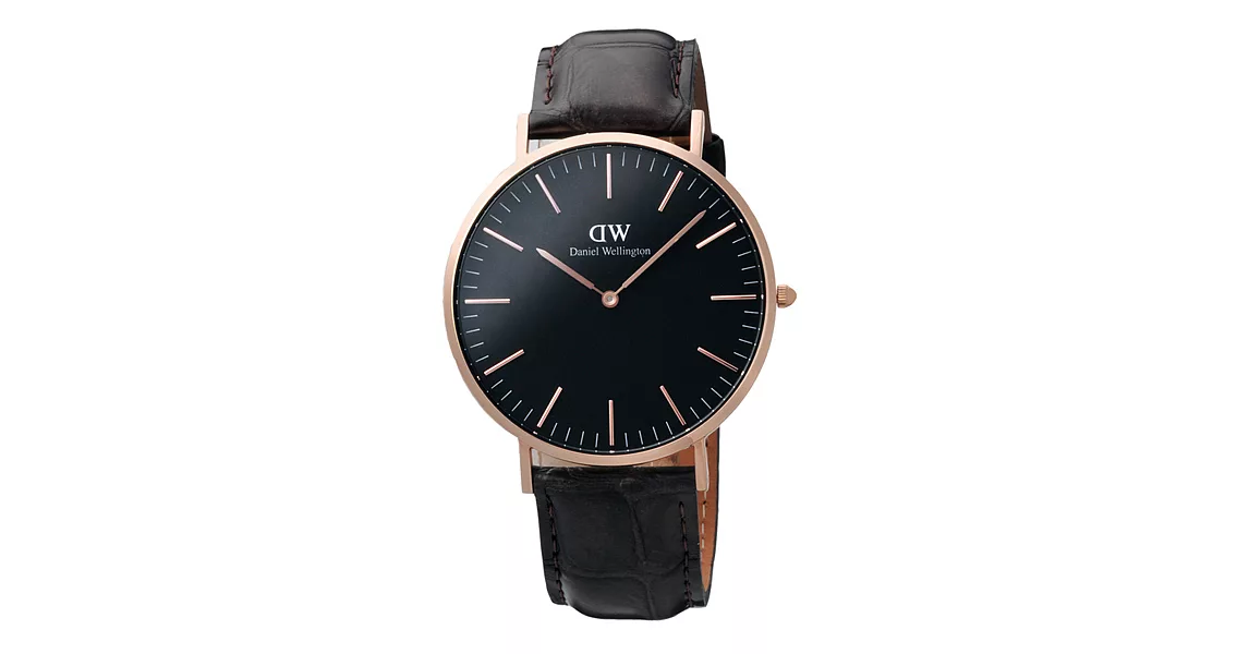 DW Daniel Wellington Classic Black 經典皮帶錶-DW00100128/40mm