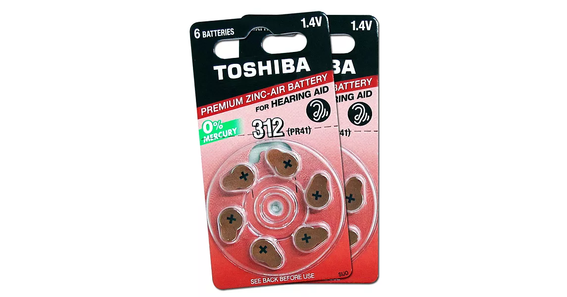 TOSHIBA 東芝 PR41/S312/A312/312 空氣助聽 器電池(1盒10卡入)