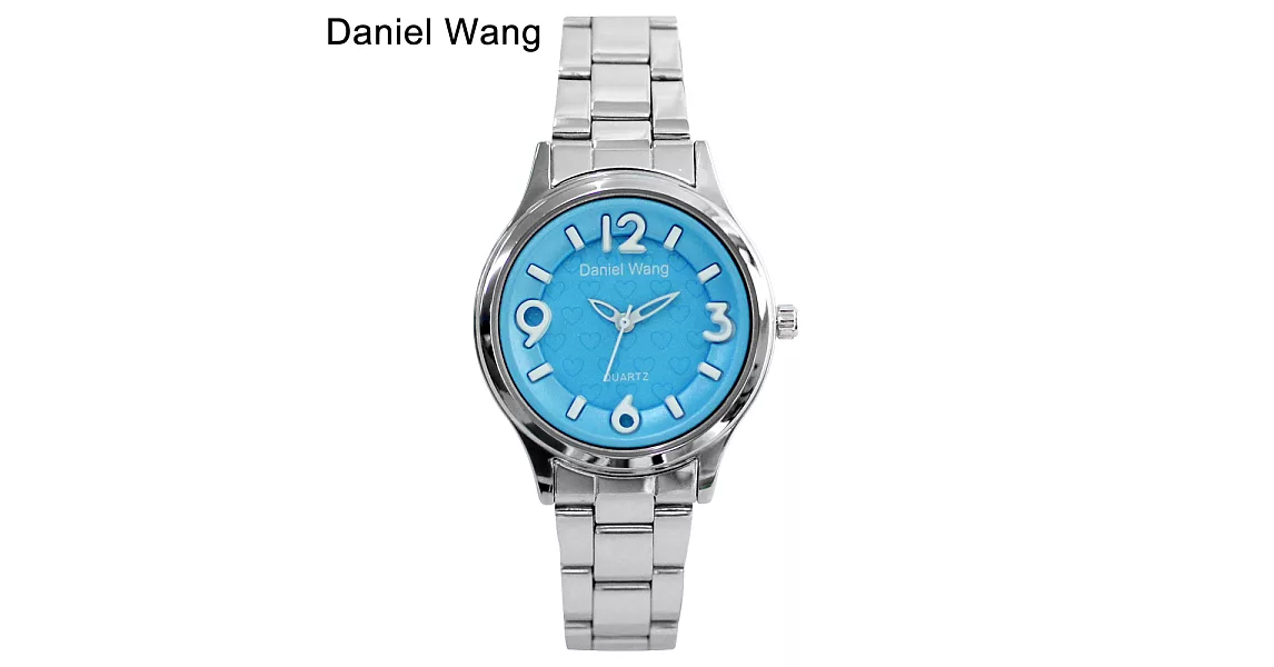 Daniel Wang DW-3166 繽紛俏麗甜美愛心立體數字鐵帶錶 - 天藍