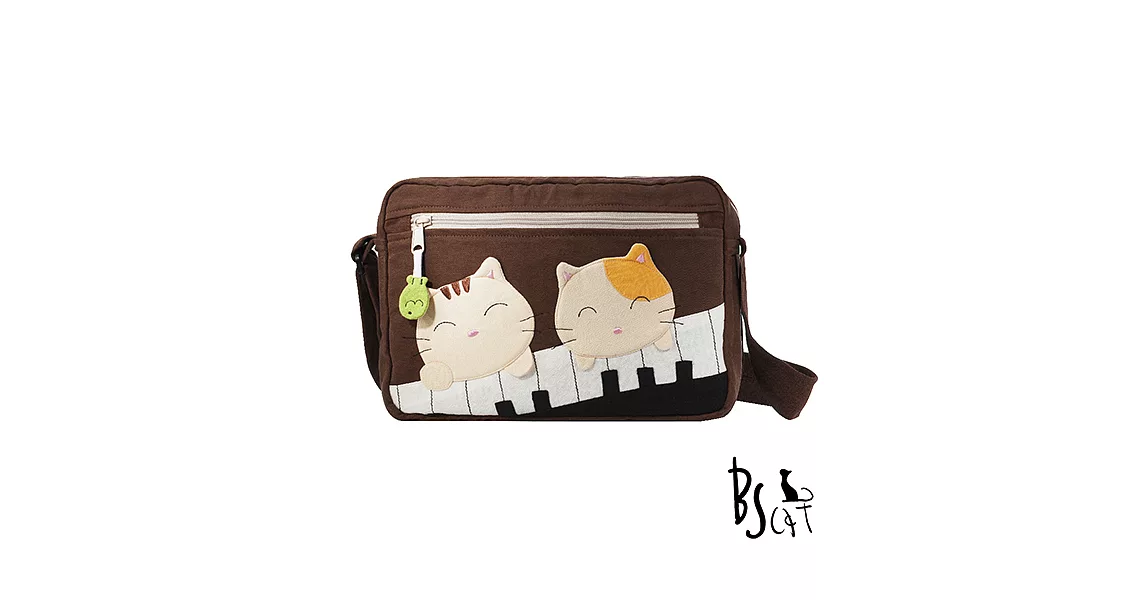 ABS貝斯貓 可愛貓咪拼布 側背包 肩背包 88-201咖啡