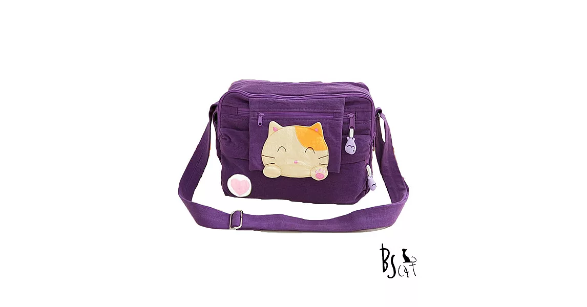 ABS貝斯貓 可愛貓咪拼布 肩背包 斜背包 88-192紫色