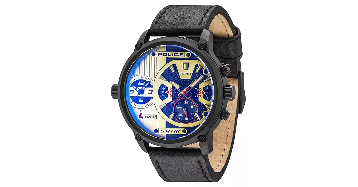 POLICE 勇闖禁區雙時區時尚錶-14833JSB-04