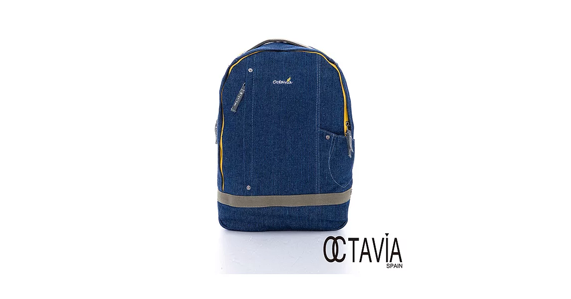OCTAVIA 8 - Easy C. 旅行的意義水洗牛仔筆電後背包-極度深藍