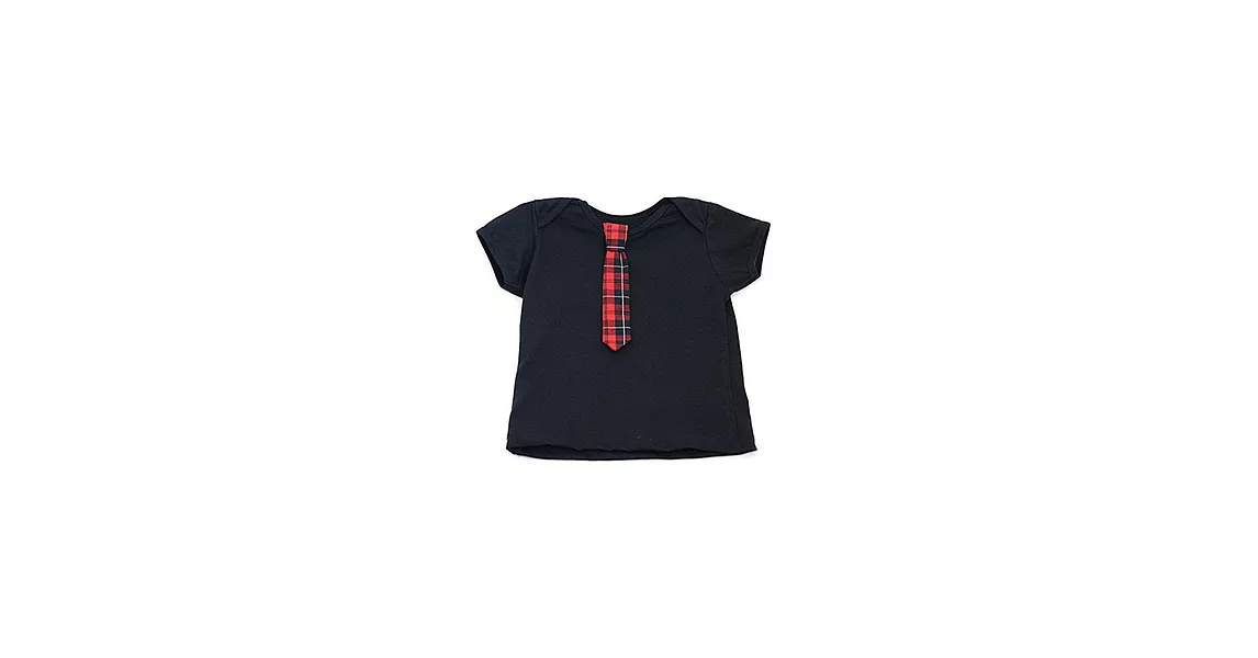 加拿大Electrik Kidz 神祕黑素色T恤with紅格紋小領帶18-24M