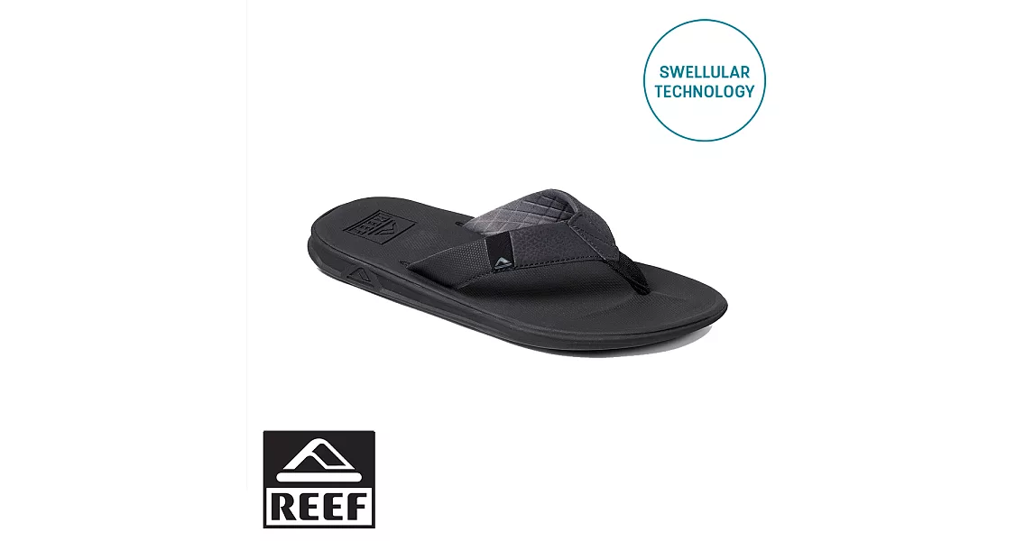 REEF 經典 Swellular科技 平織細版織帶男款人字拖 . 黑8黑