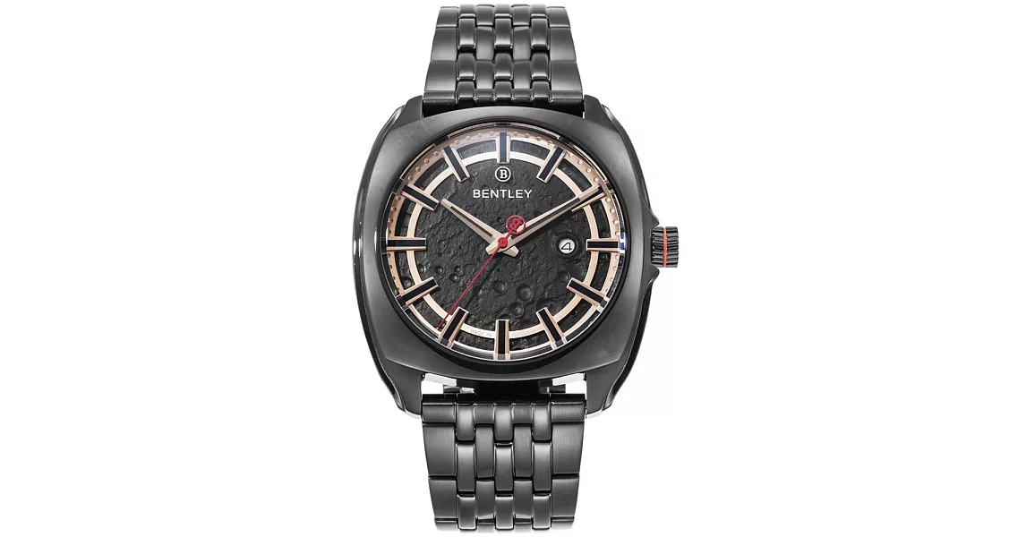 【BENTLEY】賓利 Solstice系列 漫步月球手錶 (黑/玫瑰金 BL1681-40181)