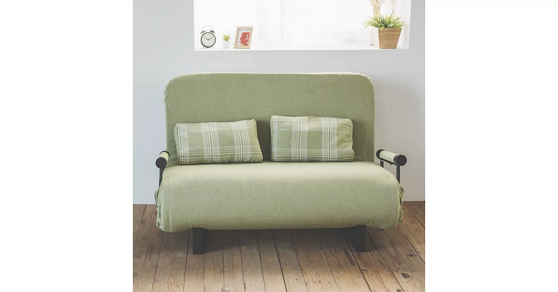 Peachy Life 日系機能獨立筒設計厚實沙發床/和室椅(5色可選)綠