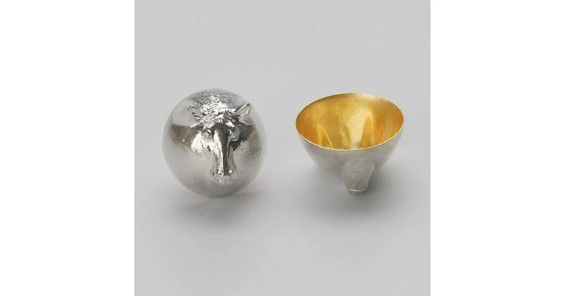 [能作-nousaku]錫製生肖清酒杯-馬(金箔)