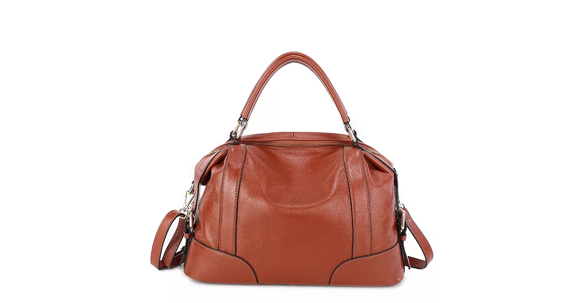 預購【O-ni O-ni】真皮新款手提包女士行旅側肩包HWBH-P222(4色可選)棕色