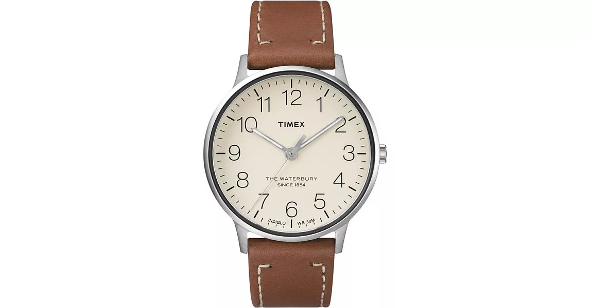 TIMEX 天美時 Waterbury系列 極簡手錶 (米色面/棕色帶 TXTW2R25600)