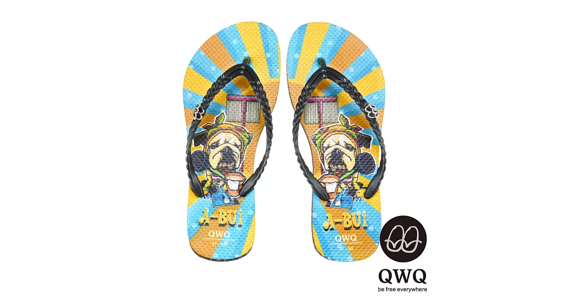 QWQ夾拖的創意(女) - 狗狗塗鴨 A Bui做家事夾腳拖鞋 -EU39咖啡
