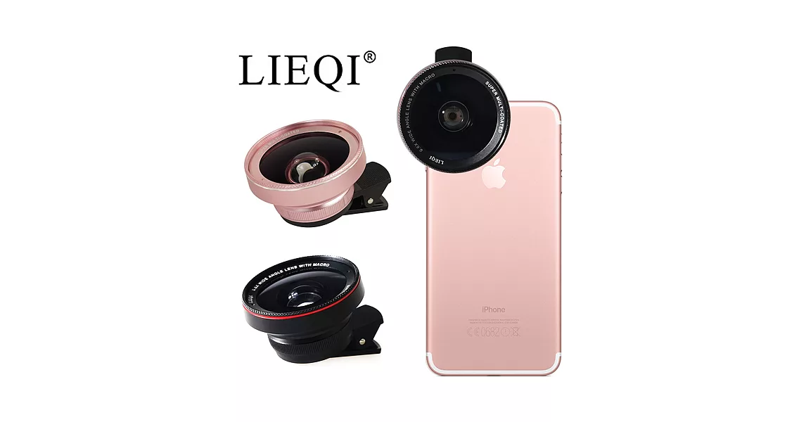 LIEQI LQ-025 雙鏡頭手機專用新設計 0.6X大廣角+10X微距 二合一鏡頭 iPhone7 Plus 手機鏡頭黑色