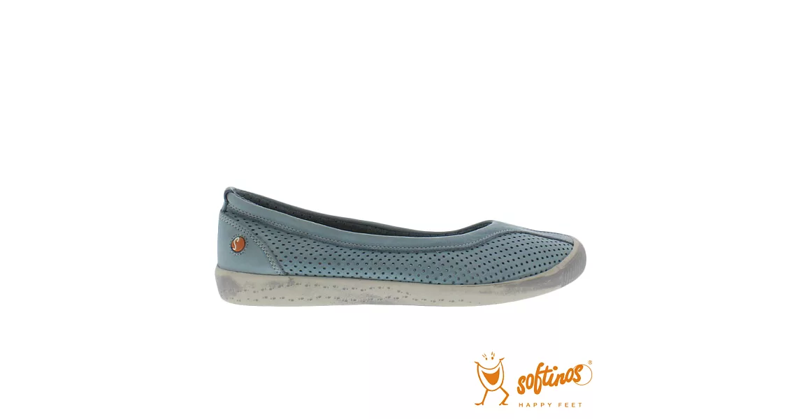 Softinos(女) 泡芙女孩 水洗牛皮洞洞直套娃娃休閒鞋 -EU39水藍