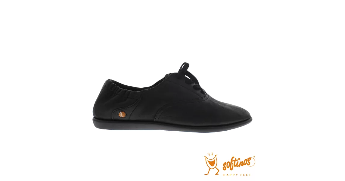 Softinos(女) 忘憂草 超軟牛皮鬆緊鞋口登機休閒鞋 -EU37渡假黑