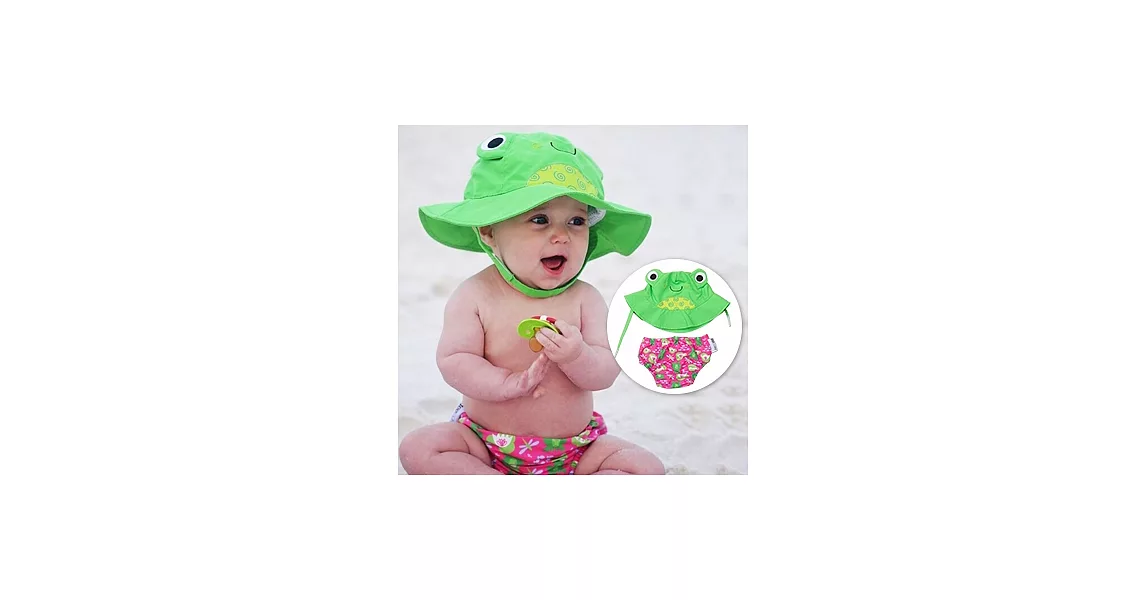 ZOOCCHiNi可愛動物尿布泳褲+防曬帽-青蛙