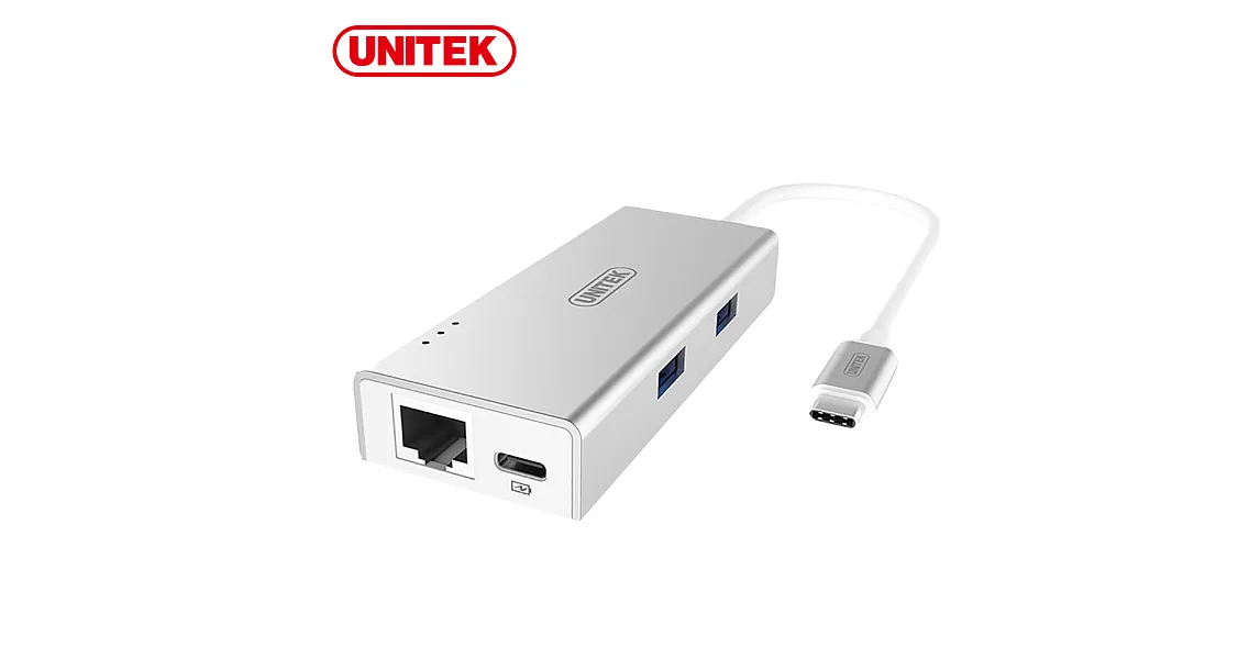 UNITEK 優越者Type-C 2埠USB3.0 HUB有線網卡