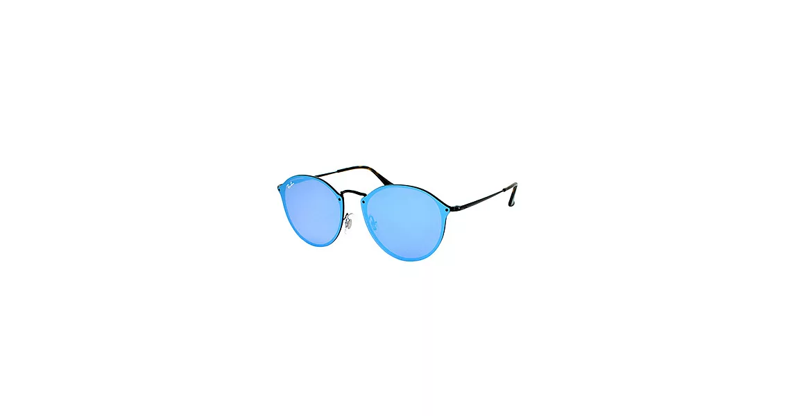 【Ray Ban 雷朋】RB3574N-153/7V 雷朋復古圓框無邊框太陽眼鏡(黑框/水銀藍鏡)