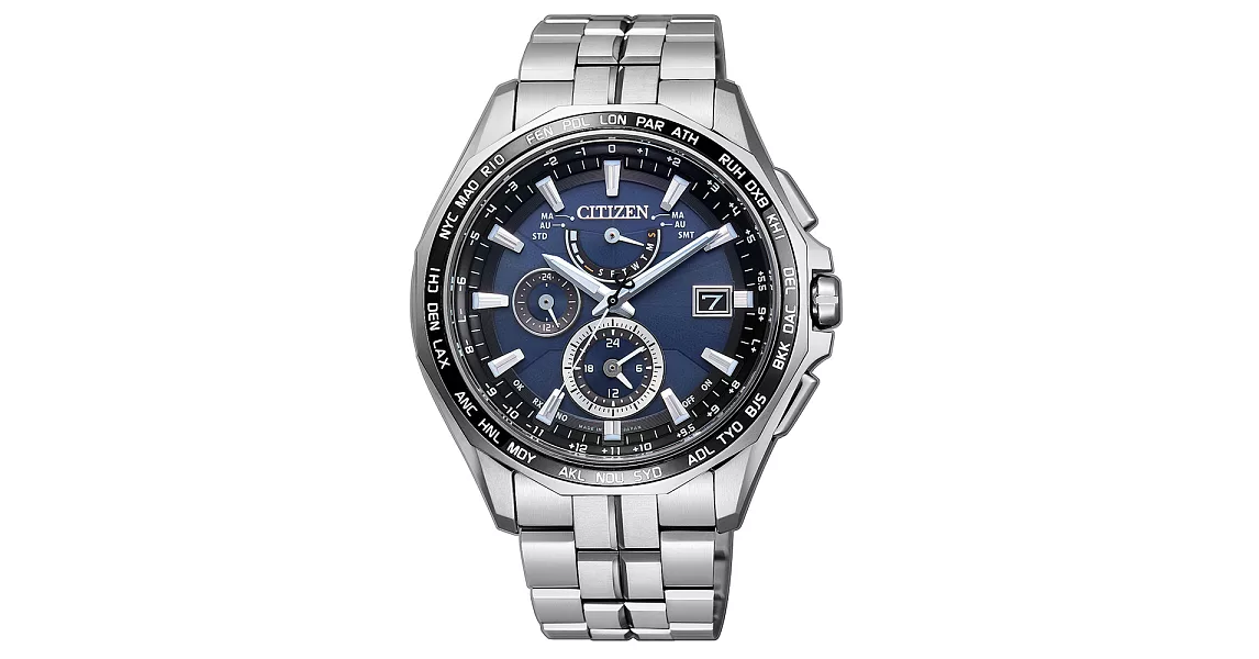 CITIZEN Eco-Drive 航空地堡時尚電波腕錶-AT9090-53L