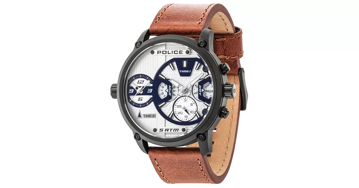 POLICE 勇闖禁區雙時區時尚錶-14833JSB-04A
