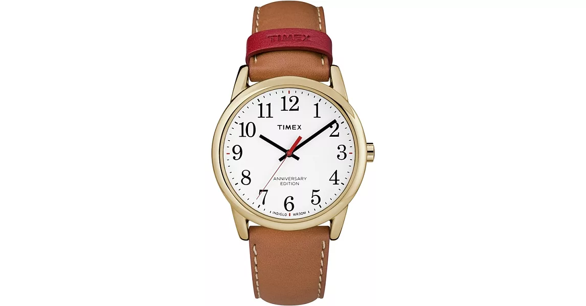 TIMEX Easy Reader復古跳色手錶 (金框/駝色 TXTW2R40100)