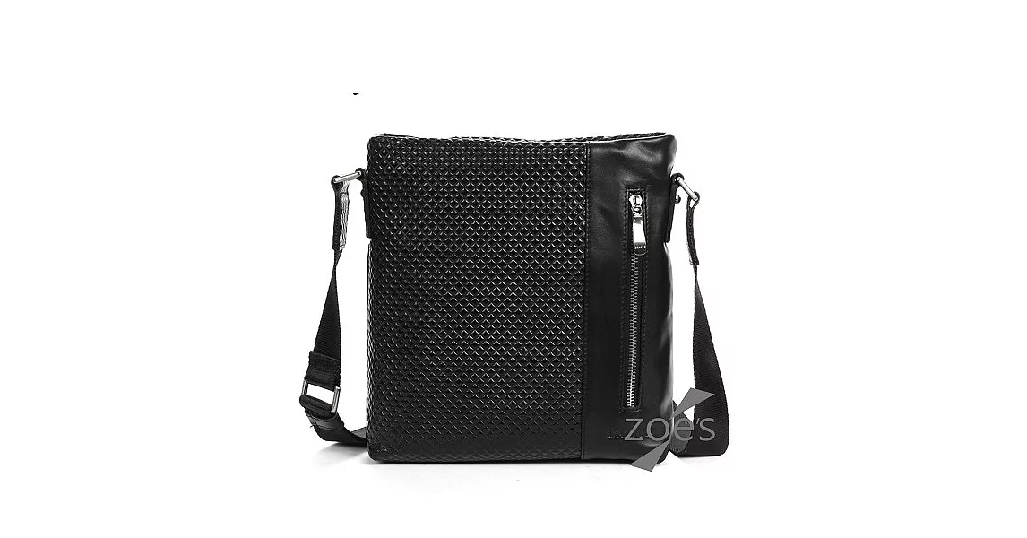 【Zoe’s】頂級牛皮 菱格紋 英倫紳士斜背公事包(紳士黑)