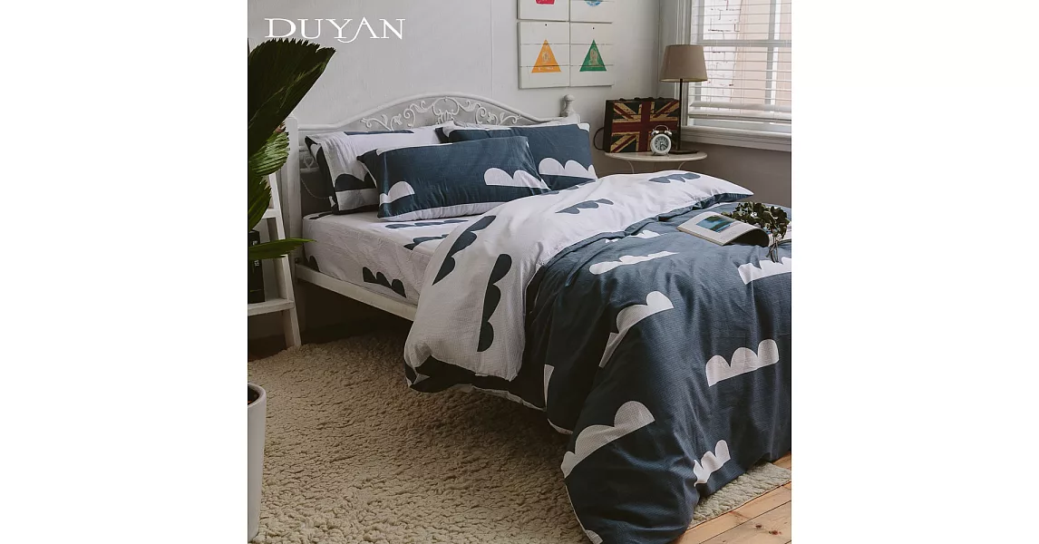 《DUYAN 竹漾》台灣製 100%頂級純棉雙人床包被套四件組-城之天空