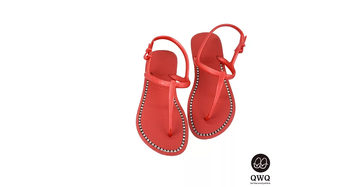 QWQ夾拖的創意(女) - 璀璨面鑽涼鞋-搖滾紅EU36搖滾紅