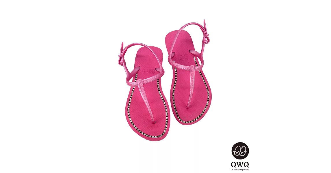 QWQ夾拖的創意(女) -璀璨面鑽涼鞋-俏麗粉EU38俏麗粉