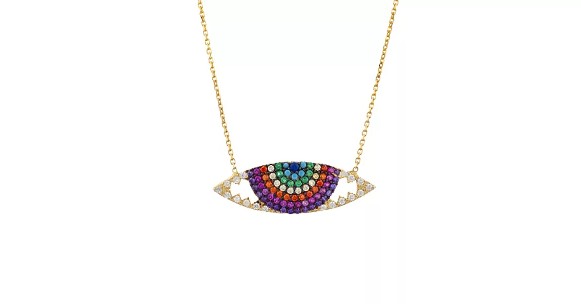 SHASHI 紐約品牌 RAVEN NECKLACE 鑲鑽智慧之眼項鍊 水晶彩虹眼睛項鍊