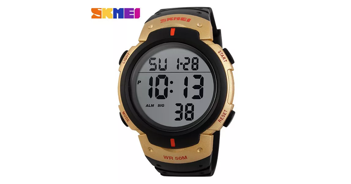 SKMEI 時刻美 1068 俐落錶面大數字顯示電子錶- 金色