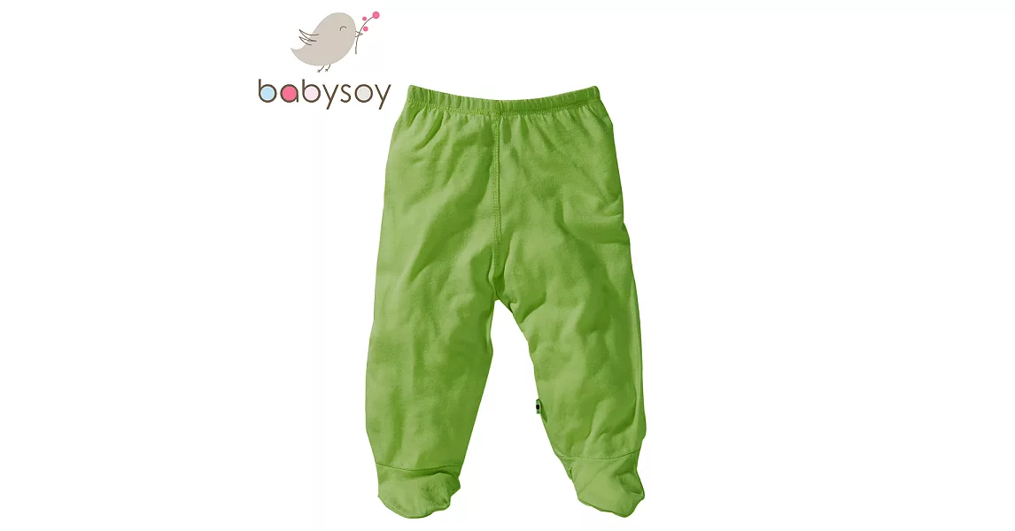 美國 Babysoy  有機棉百搭彈性包腳長褲 525 草綠  0-3M