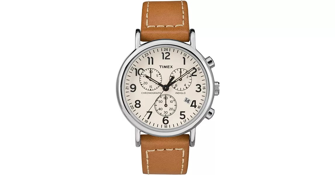 TIMEX 天美時 Weekender Chrono 週末系列 三眼計時手錶 (白/棕色 TXTW2R42700)