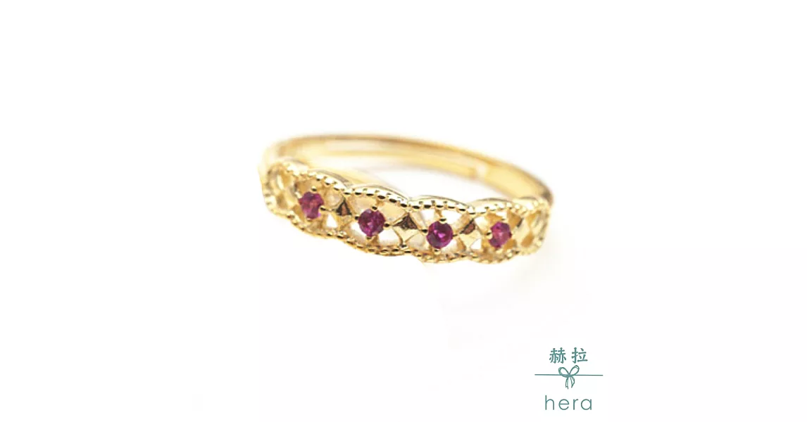 【Hera】復古純銀菱形雕花活圍戒/開口戒/戒指/2色紅寶石