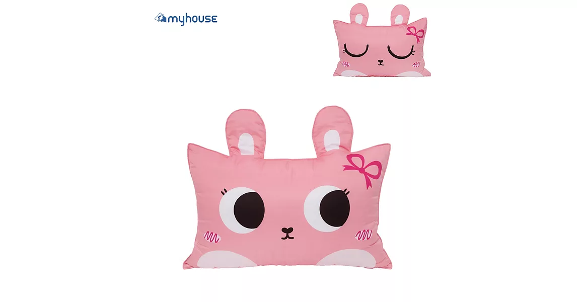 【MYHOUSE】韓國防蟎抗敏可愛動物夥伴雙面枕頭套+枕心組 - 六款枕套+枕心 - 兔子