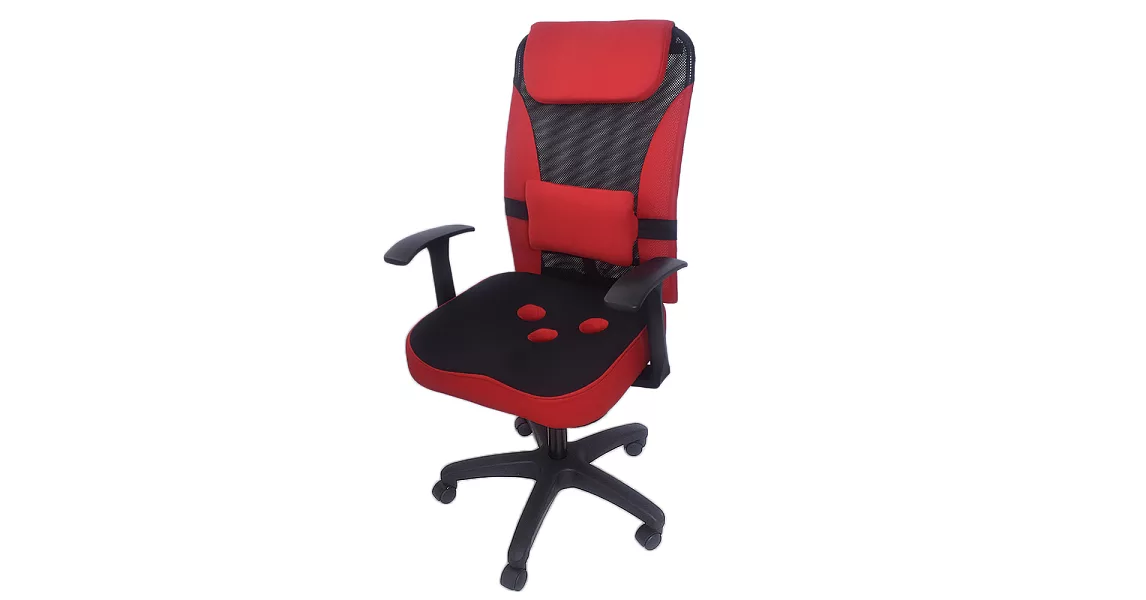 凱堡 3M防潑水PU坐墊T型高扶手辦公椅/電腦椅紅