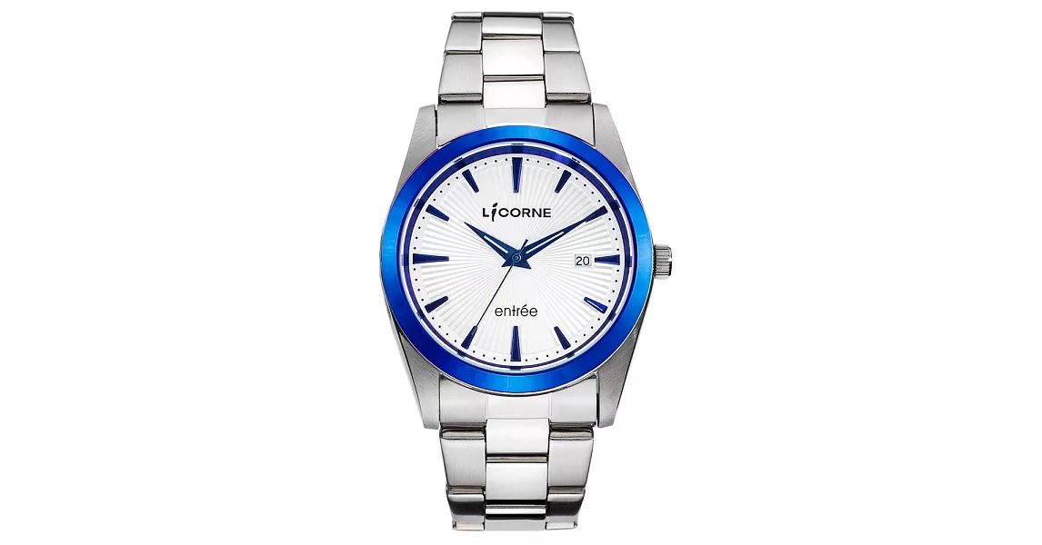 【LICORNE力抗錶】都會簡約雅致手錶(白藍/銀 LT076MTWI-N)