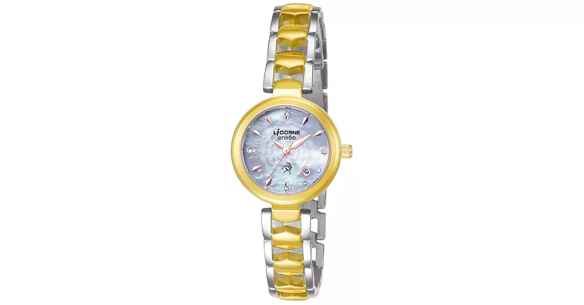 【LICORNE力抗錶】極簡雅緻晶鑽手錶(銀黃 LT091LTVI)