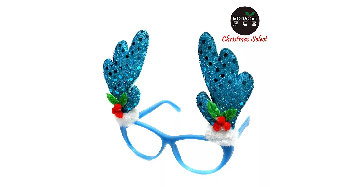 【摩達客】聖誕派對造型眼鏡-冰雪藍鹿角
