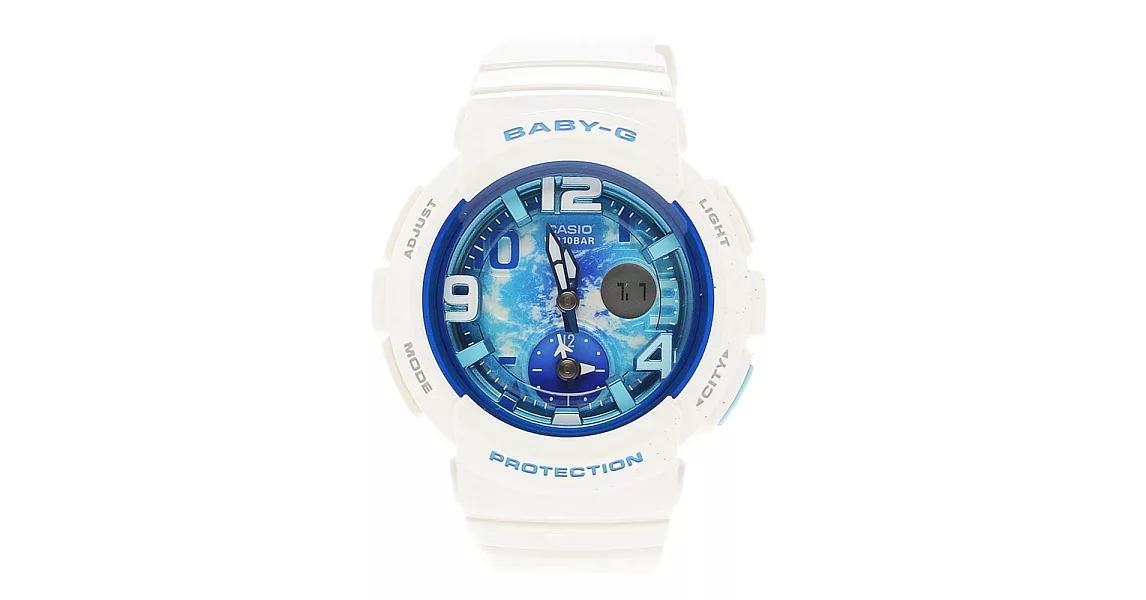 【CASIO】卡西歐 BABY-G系列 旅行玩味風格電子錶(白x藍 BGA-190GL-7B)
