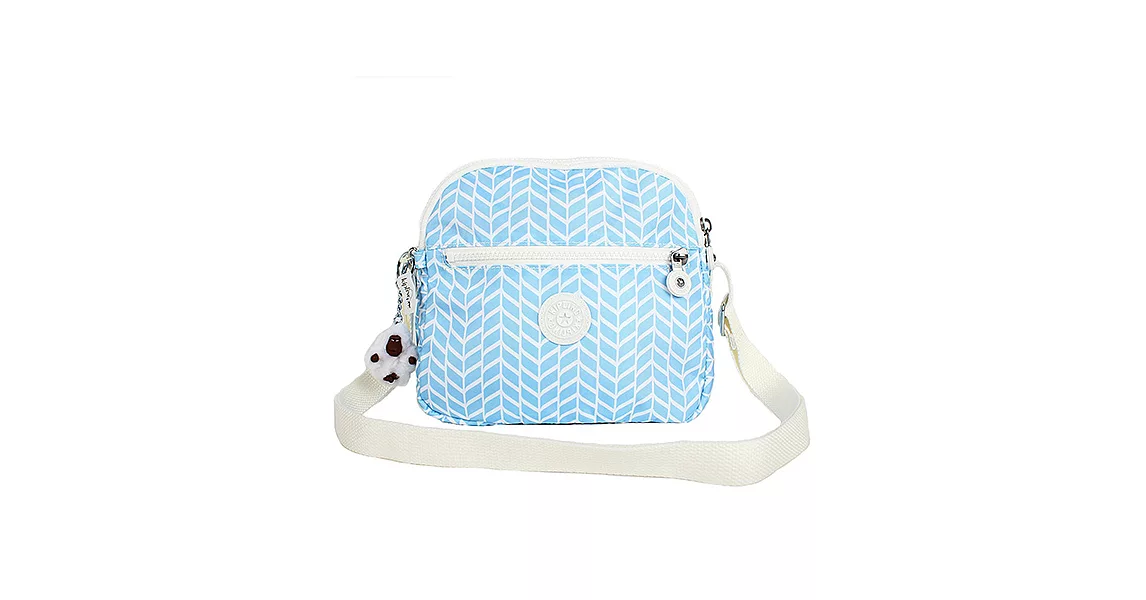 KIPLING 尼龍斜背包-淺藍格紋 (現貨+預購)淺藍格紋