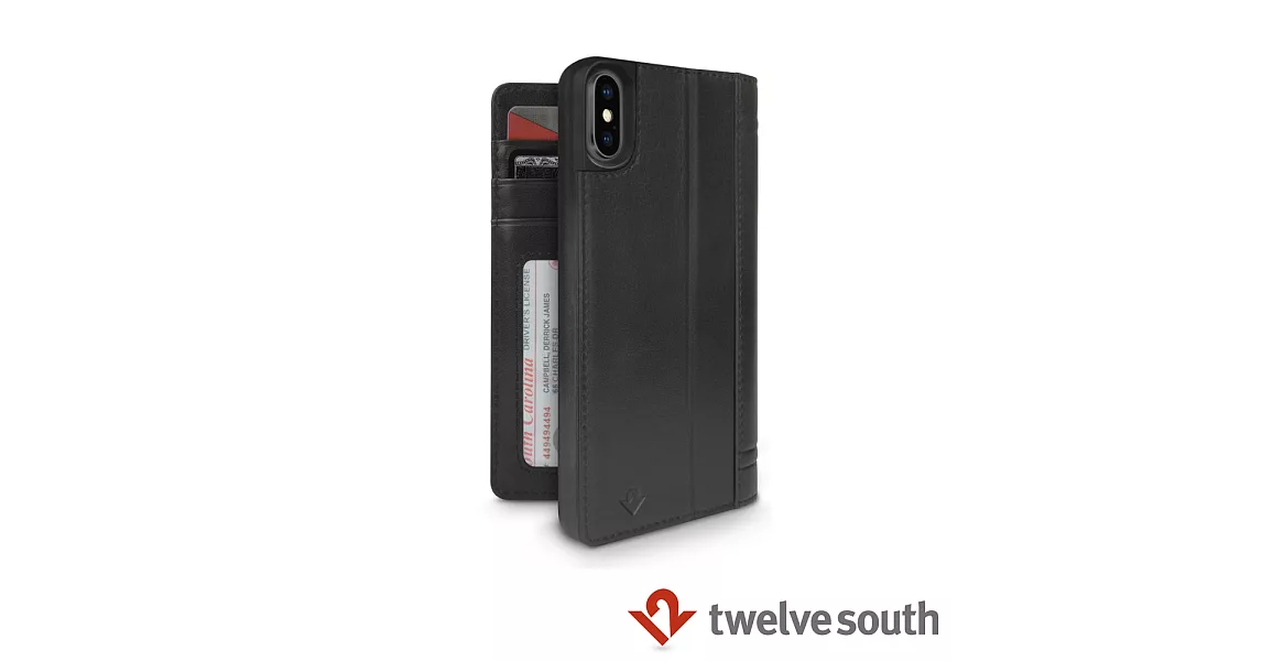 Twelve South Journal iPhone X 皮革卡夾保護套 (黑色)