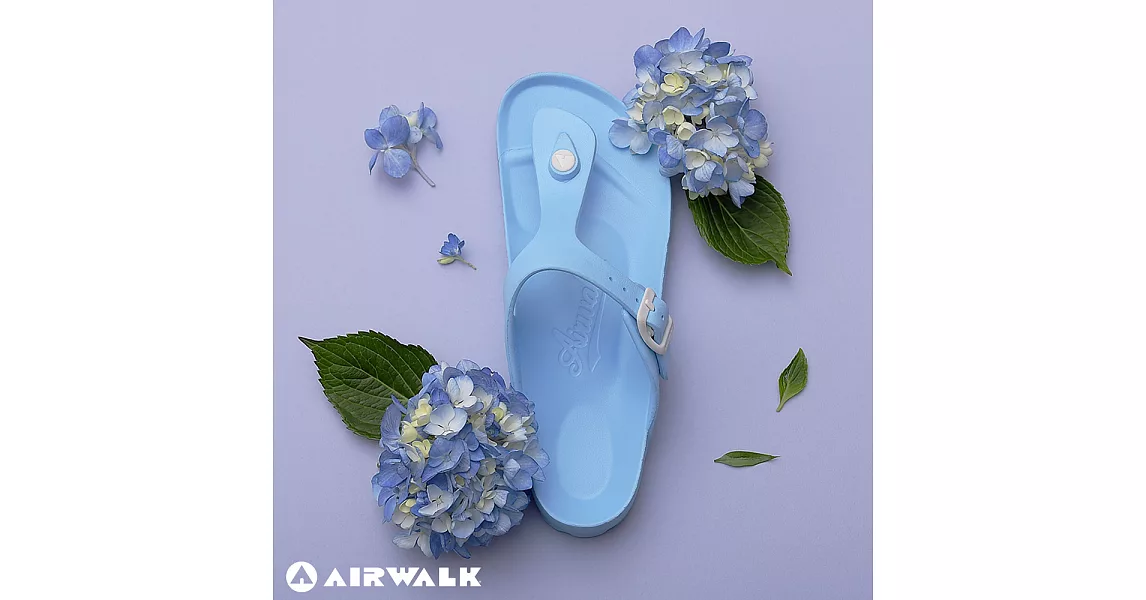 AIRWALK(女) -AB拖 EVA中性T字羅馬夾腳拖鞋US6島嶼天堂藍