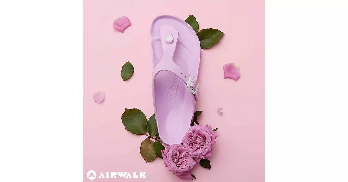 AIRWALK(女) -AB拖 EVA中性T字羅馬夾腳拖鞋US5藍鈴紫