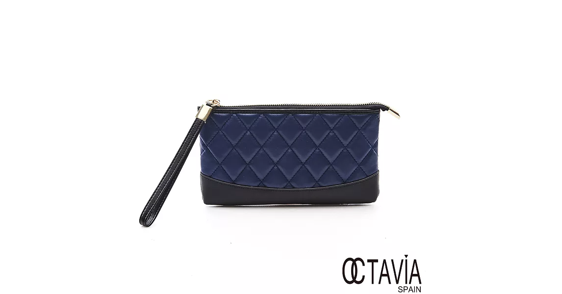 OCTAVIA 8真皮 - 艾莉兒 萬用菱格羊皮手拿包 - 界線藍