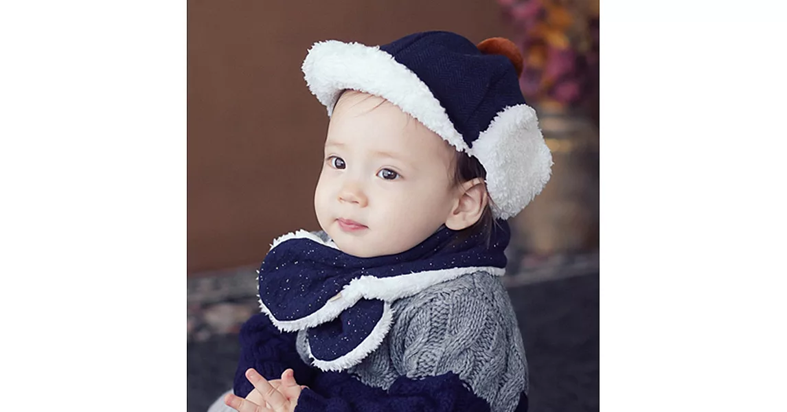 Happy Prince Philly雪絨內裡嬰童圍巾 韓國製海軍藍