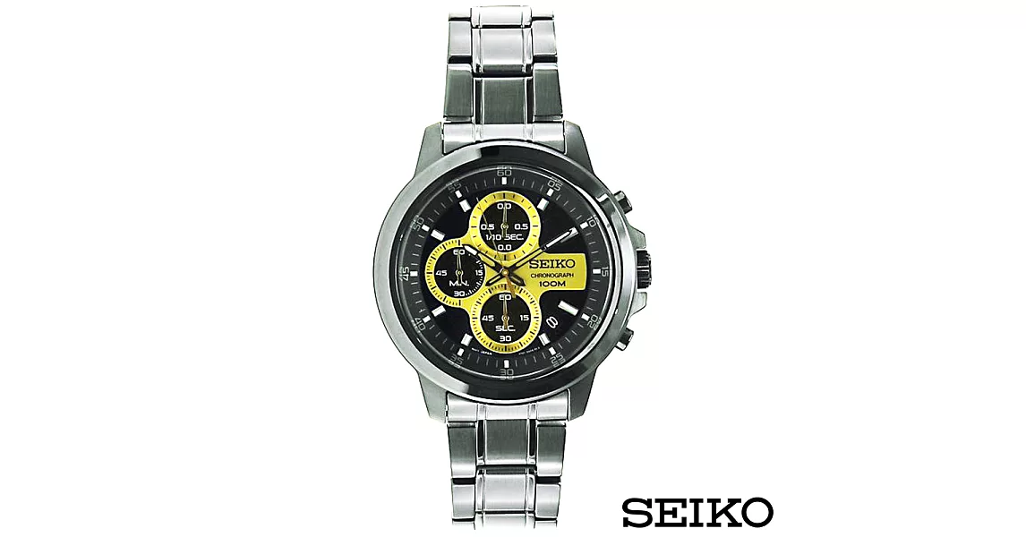 SEIKO精工  CHRONOGRAPH型男風格三眼計時石英腕錶 SKS511P1