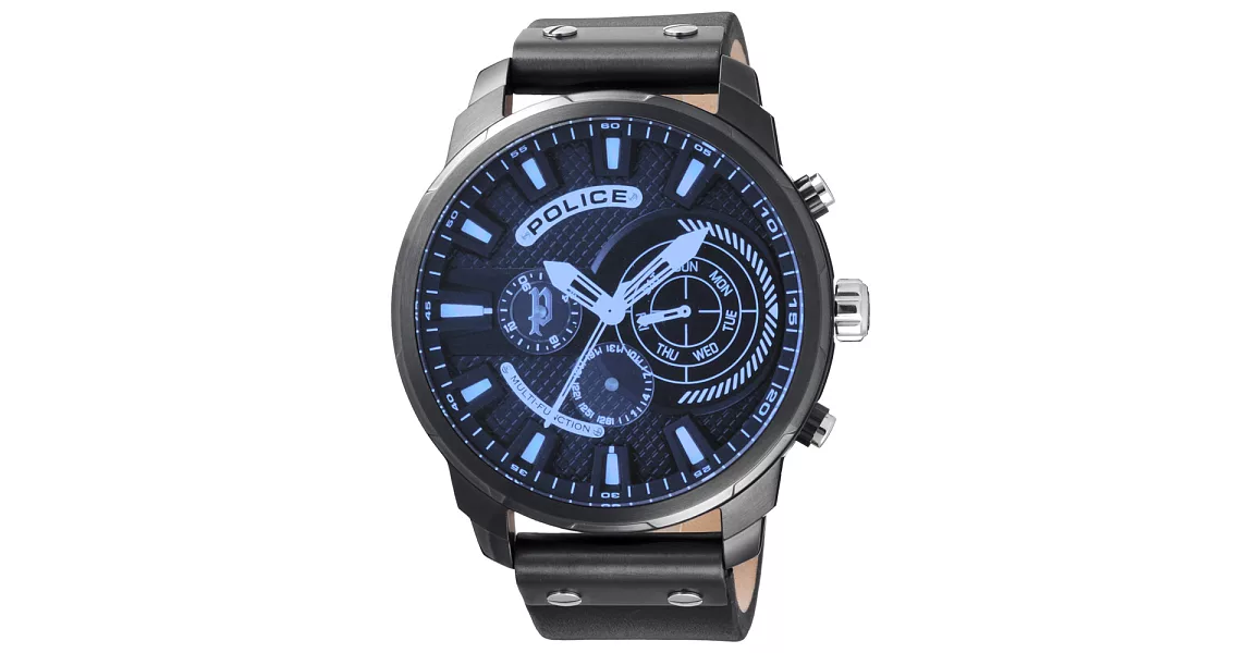 POLICE 科學核爆時尚三眼腕錶-15217JSU-02